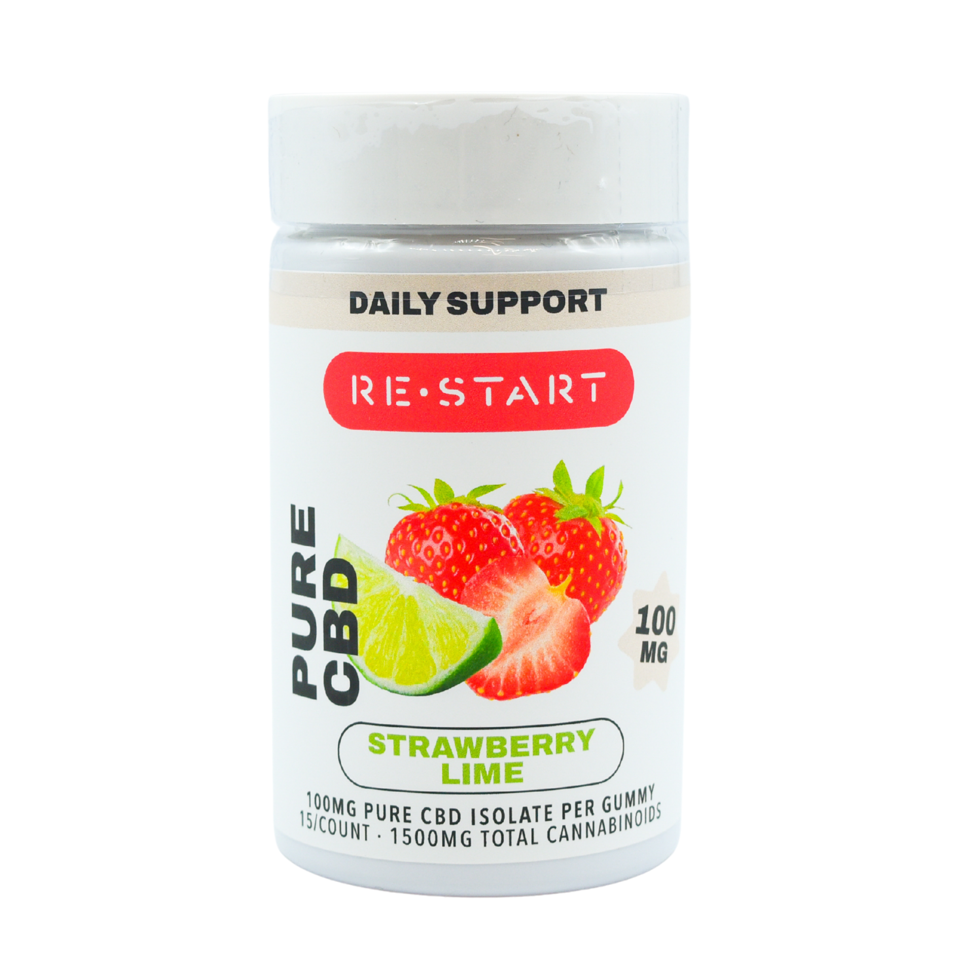 CBD 100MG Gummies Strawberry Lime (1MG THC) / 15ct (Reg. Price $40)